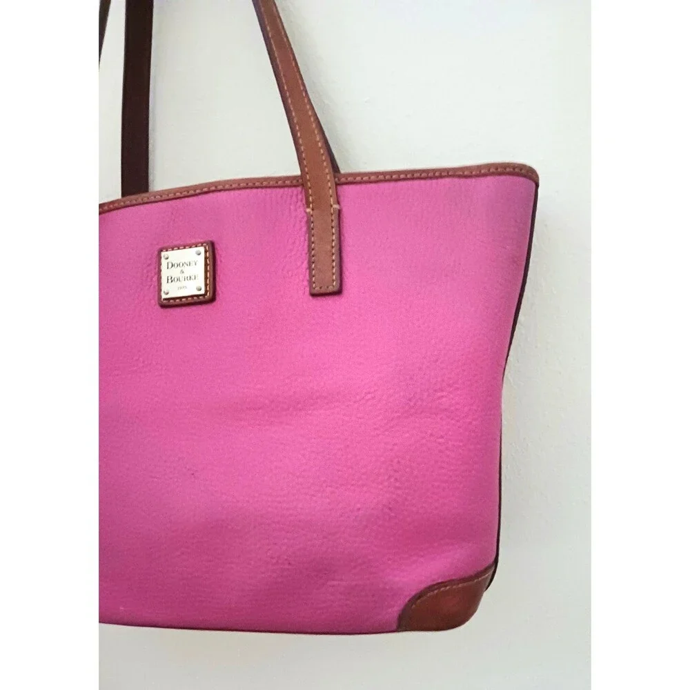 Dooney & Bourke Pink Tote Bag with Brown Trim